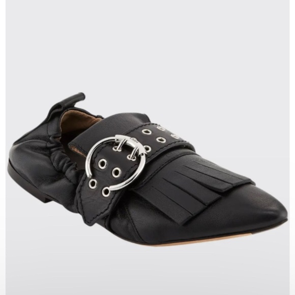 Chloe Roy belted ballet flats fringe Kiltie - Picture 1 of 11